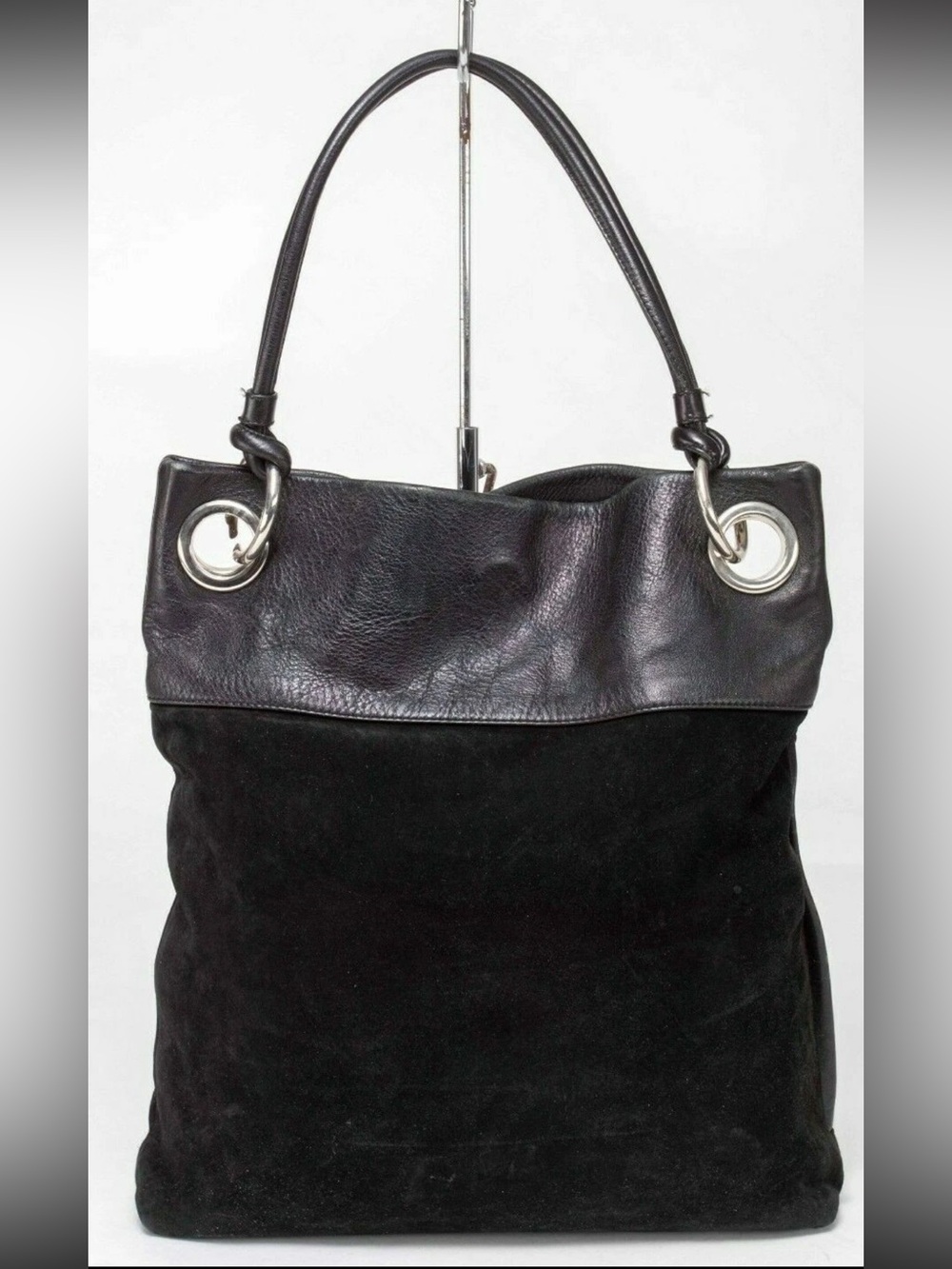 Mulberry Black Two-Tone Leather & Suede Shoulder Bag